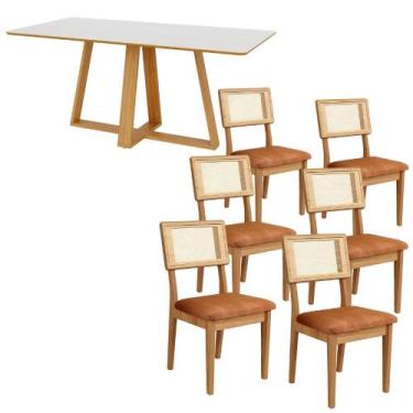 Imagem de Mesa Jantar 180cm Retangular com 6 Cadeiras Dalla Costa MDF - Dalla Co