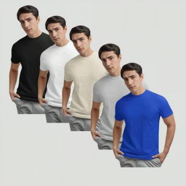 Imagem de Kit 5 Camiseta Básica Esportiva Masculina Lisa Camisa Manga Curta Acad
