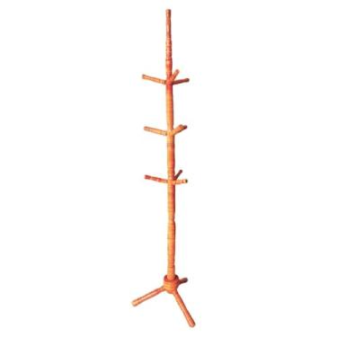 Imagem de Cabideiro de Madeira Envernizado Chao Mancebo Decoração Cozinha Arara De Roupas 10 Ganchos Bolseiro (Cerejeira)