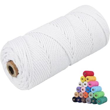 Imagem de KMALADO Cordão De Algodão Colorido Para Macramê Natural 2 Mm/3 Mm/4 Mm/5 Mm/6 Mm, Fio Torcido, Suprimentos Artesanato Macio (Branco Arroz, Mm X 219 Jardas)