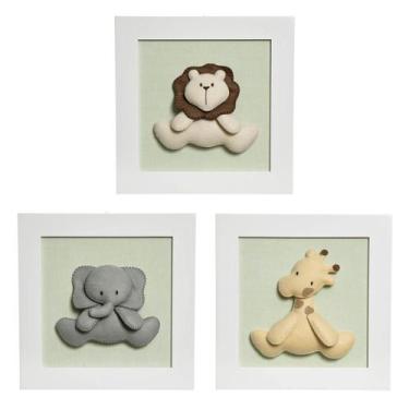Imagem de Trio De Quadros Selva Quarto Bebê Infantil Menina Menino - Potinho de 