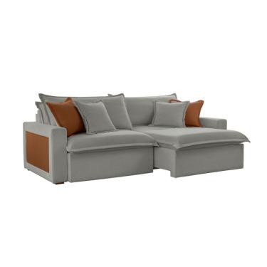 Imagem de Sofá 4 Lugares Retrátil e Reclinável Dubai Linho Cinza 270 cm