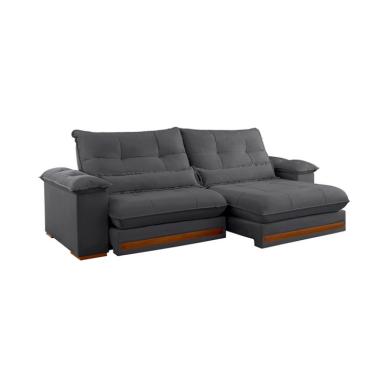 Imagem de Sofá 3 Lugares Retrátil e Reclinável Qatar Veludo Cinza 240 cm