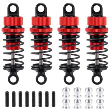 Imagem de MORFUM TT02 Conjunto de suspensão de amortecedor de choque de óleo roscado dianteiro e traseiro de alumínio compatível com Tamiya TT02 1/10 RC On Road Touring Car Upgrade peças de reposição (vermelho)