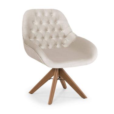 Imagem de Poltrona Base Giratória Madeira Capitonê Zari Decor