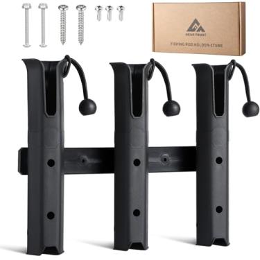 Imagem de Suporte de vara de pesca ajustável de 3 tubos, suportes autoadesivos para vara de pesca para garagem, suporte de vara de pesca, barco, carrinho de golfe, refrigerador, trailer quadriciclo (preto)