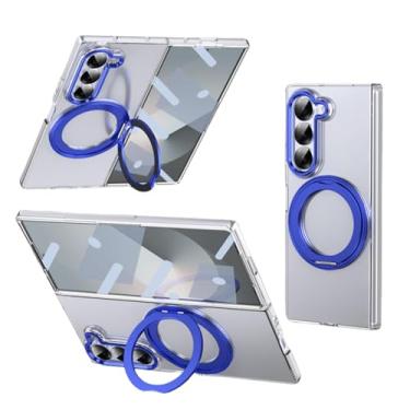 Imagem de Capa para Galaxy Z Fold6 com suporte magnético giratório 360° e carregamento sem fio, transparente e à prova de choque (para Galaxy Z Fold6/2)