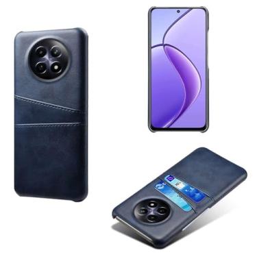 Imagem de Capas Compatível com OPPO Realme 12 5G,tampa protetora de couro falso,design de saco de cartão com 2 fendas de cartão atrás,proteção anti-impressão digital e anti-gota-Blue