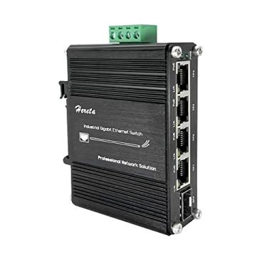 Imagem de Hereta Switch Industrial De 5 Portas Gigabit Poe+ Ethernet, 4 Portas, Injetor 120 W, 10/100/1000Base-T E 1 Porta 100/1000Base-X, Taxa Dupla Sfp, 12 A 48 Vcc, Ampla Faixa Entrada Energia