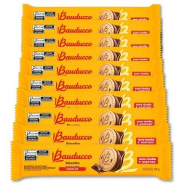 Imagem de Biscoito Recheado Bauducco Sabor Chocolate Kit 10 Pacotes 108g