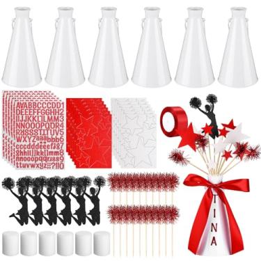 Imagem de Weysat 6 conjuntos de peças centrais de festa de torcida megafone de torcida decoração de mesa para lembrancinhas de festa, faça você mesmo, brinquedo de barulho, faça-você-mesmo, megafone de plástico