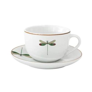 Imagem de Xícara para Café com Pires Libélula Porcelana Branca 80 ml LHermitage 