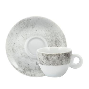 Imagem de Xícara Chá Com Pires 160ml Porcelana Schmidt - Dec. Concreto 2383, 238