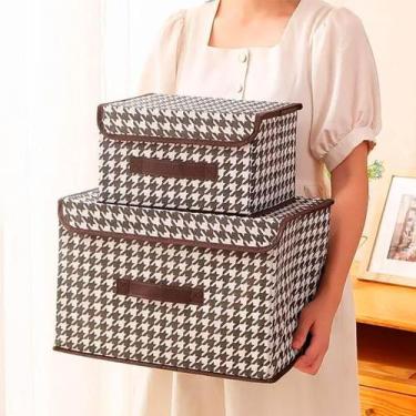 Imagem de Caixa Organizadora Dobrável em Tecido  Kit 2 Unidades com Estrutura Rí