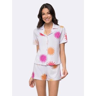 Imagem de Pijama Manga Curta Americano Corações ao Sol - Veggi, Rosa, G, Feminin