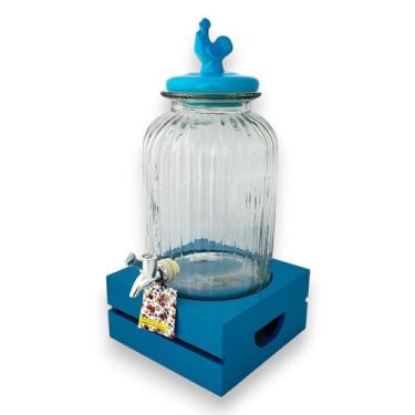 Imagem de Suqueira Dispenser de Bebidas Vidro 3L Azul Farmhouse Rustic - Btc