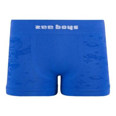 Imagem de Cueca Boxer Infantil sem Costura em Jacquard Astronauta Royal - Zee Ru