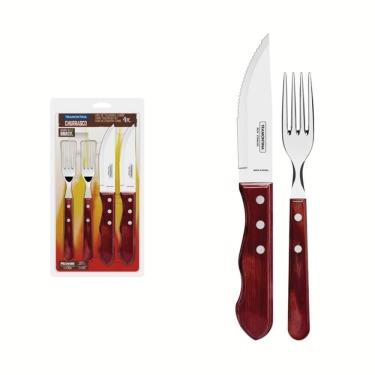 Imagem de Jogo Para Churrasco Jumbo Tramontina Polywood Vermelho 4 Peças