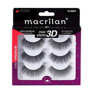 Imagem de Cílios Postiços Macrilan - Fios Longos e Cruzados CL506A, 3 pares