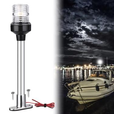 Imagem de IZTOSS Luz de âncora de 30,5 cm, luz de popa para barco, luz IP66, à prova d'água, branca, luzes traseiras de visibilidade de 3 NM para marinha, pontão, barco Jon, barcos pequenos (12-24 V)