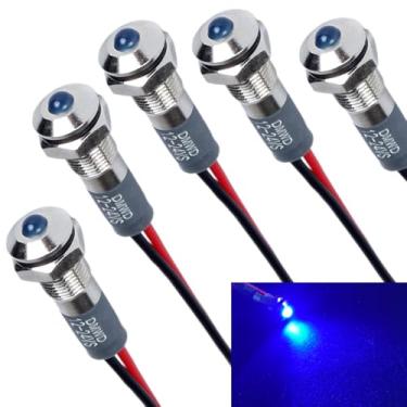 Imagem de DMWD 12-24V 6 mm Cabeça Elevada Luz Indicadora LED 1/10.2 cm Impermeável Lâmpada de Sinal Azul Piloto Traço Direcional Carro Caminhão Barco com Fio 5 Peças