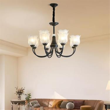 Imagem de Lâmpada Pingente Candelabro LED De Latão Com Estilo Luxuoso Americano E Retro: Design Criativo Para Sala De Estar, Restaurante, Quarto, Estudo, Villa, Hotel E Café (D Preto 12 luzes)