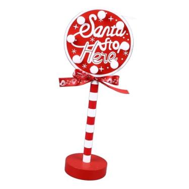 Imagem de TOPINCN LED Papai Stop Here Tree Topper Wooden Christmas Sign Decor Com Luzes Quentes para Decorações de Festas de Jardim de Quintal de Férias (Redondo)