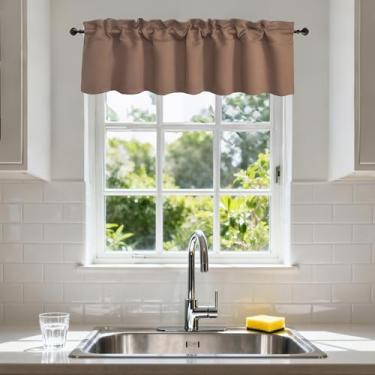 Imagem de Aquazolax Painel de cortina de painel único para cozinha/sala de estar/banheiro com proteção de privacidade, painel decorativo, 137 cm de largura por 35,5 cm de comprimento, cinza-acastanhado