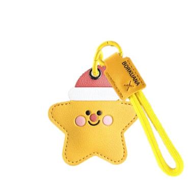 Imagem de Capa de couro compatível com AirTag, linda capa protetora com chaveiro e cordão, antiarranhões, rastreador GPS para chaves, bolsa, animais de estimação, mochila (G)