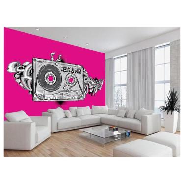 Imagem de Papel De Parede 3D Musica Fita Retrô Mix Tape 3,5M Mus33