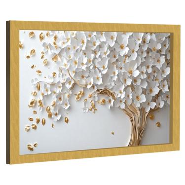 Imagem de Quadro Decorativo Árvore Elegante Folhas Brancas