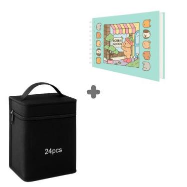 Imagem de 24/36/48/60 Cores Caneta Marcadora Kit Com Ponta Dupla - Lusen, Cadern