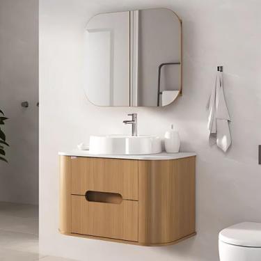 Imagem de Gabinete de Banheiro 80cm e Espelheira 70cm C/ Cuba Suspenso - Rainha 