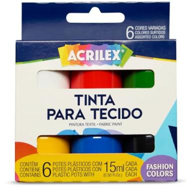 Imagem de Tinta para Tecido Conjunto de 6 Cores, Acrilex, 041060000, Multicor