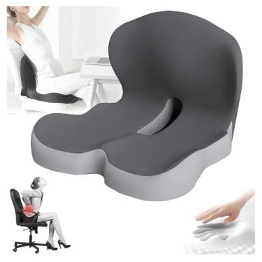 Imagem de Almofadas de assento integradas em forma de L de espuma viscoelástica para motorista de carro, caminhão, ergonômica, almofada lombar em forma de L, alívio da dor ciática, cadeira de escritório