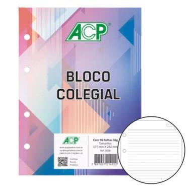 Imagem de Bloco Refil Fichario caderno argolado 80 Fls Colegial ACP