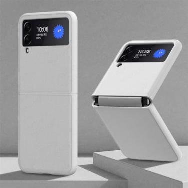 Imagem de Capa protetora de dobradiça de arenito fosco para Samsung Galaxy Z Flip 3 5G capas de telefone finas, branca, para Samsung Z Flip3