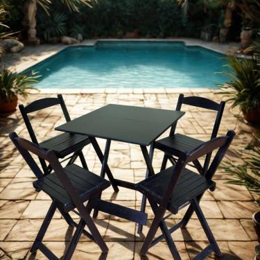 Imagem de Conjunto Dobravel 70cm X 70cm com 4 Cadeiras Preto