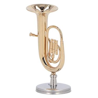 Imagem de GLOGLOW Conjuntos de Trem Mini Tuba, Modelo de Eufônio de Latão Banhado a Ouro, Instrumento Musical Compacto para Casa, Escola, Escritório, Amantes de Música, Decoração, Ideia de Presente Nan