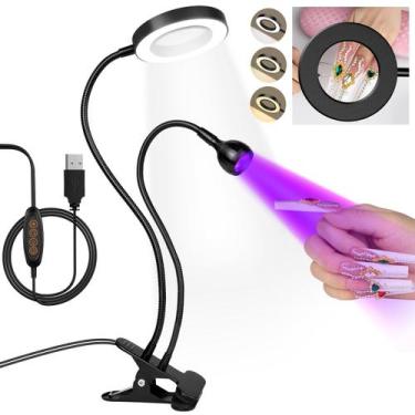 Imagem de Lâmpada de unhas LED UV AORAEM de pescoço de ganso de duas cabeças com