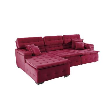 Imagem de Sofá Orlando 2.80x1.90m Com Chaise, Retrátil E Reclinável - Vinho