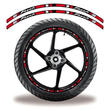 Imagem de Friso De Roda Adesivo Refletivo Moto Yamaha Fazer Vermelho Vermelho