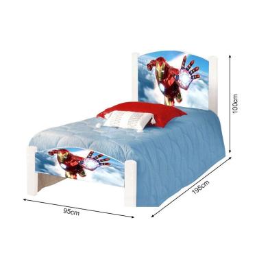 Imagem de Cama Infantil Solteiro Adesivada Homem De Ferro Branco