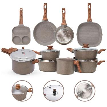 Imagem de Jogo Panelas 10 Pç Premium 4Mm Indução Cerâmico - Grafito