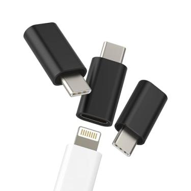 Imagem de Adaptador Lightning para USB C para iPhone16 15 Pro (pacote com 3) para Apple para iPad, compatível com carregador Samsung Galaxy, cabo fêmea tipo C, conector macho e porta de dados, conversor Android