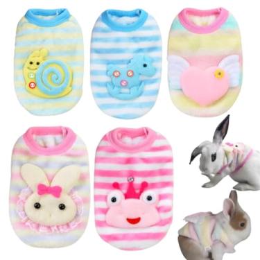 Imagem de 5 peças de roupas de coelho de estimação: colete fofo, quente e confortável, adequado para coelhos, furões, gatinhos, filhotes e outros animais de estimação pequenos (PPP)