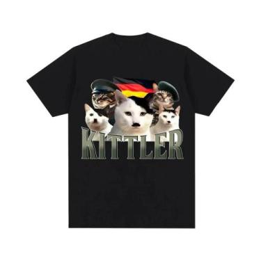 Imagem de Camiseta Oversized De Algodão Respirável Com Estampa De Gato Para Home