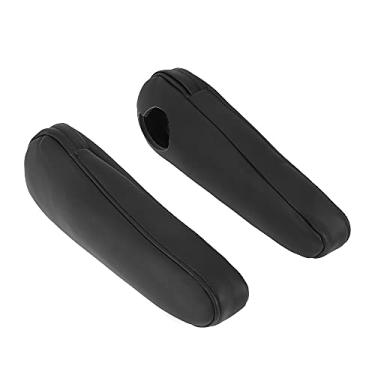 Imagem de X AUTOHAUX Par de capa de apoio de braço de assento dianteiro de carro de microfibra preta para Toyota Sienna 2011-2018