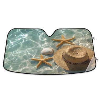 Imagem de CEBUGI Para-brisa para-sol para janela frontal de carro para-sol dobrável viseira de sol automática para caminhão SUV mantenha seu veículo fresco chapéu de palha