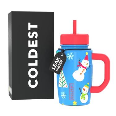 Imagem de Copo Coldest com alça e tampa de café - Copo 100% à prova de derramamento (3 tampas) - Copos isolados de aço inoxidável à prova de vazamento para mulheres e homens - Adequado para porta-copos - 425 g